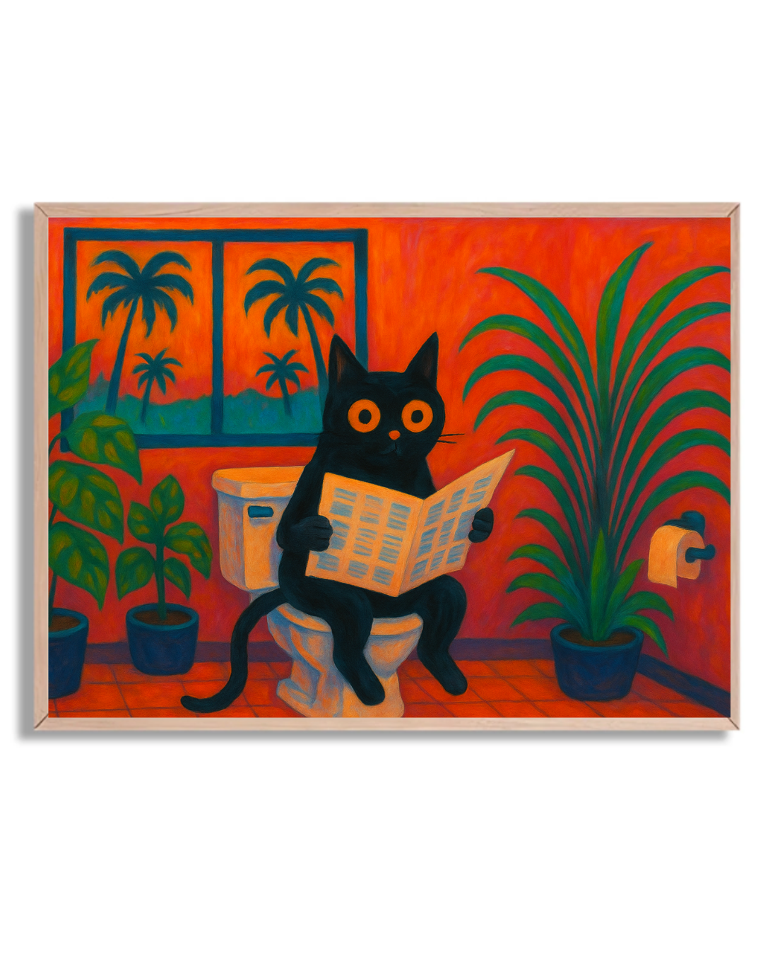 Tropical bathroom cat