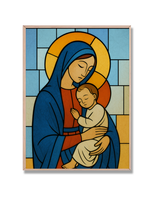 Virgen con Niño en vitral