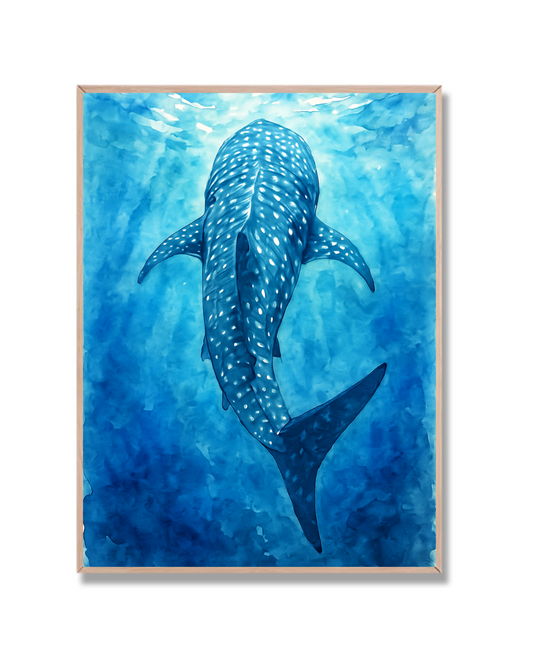 Tiburón ballena en azul