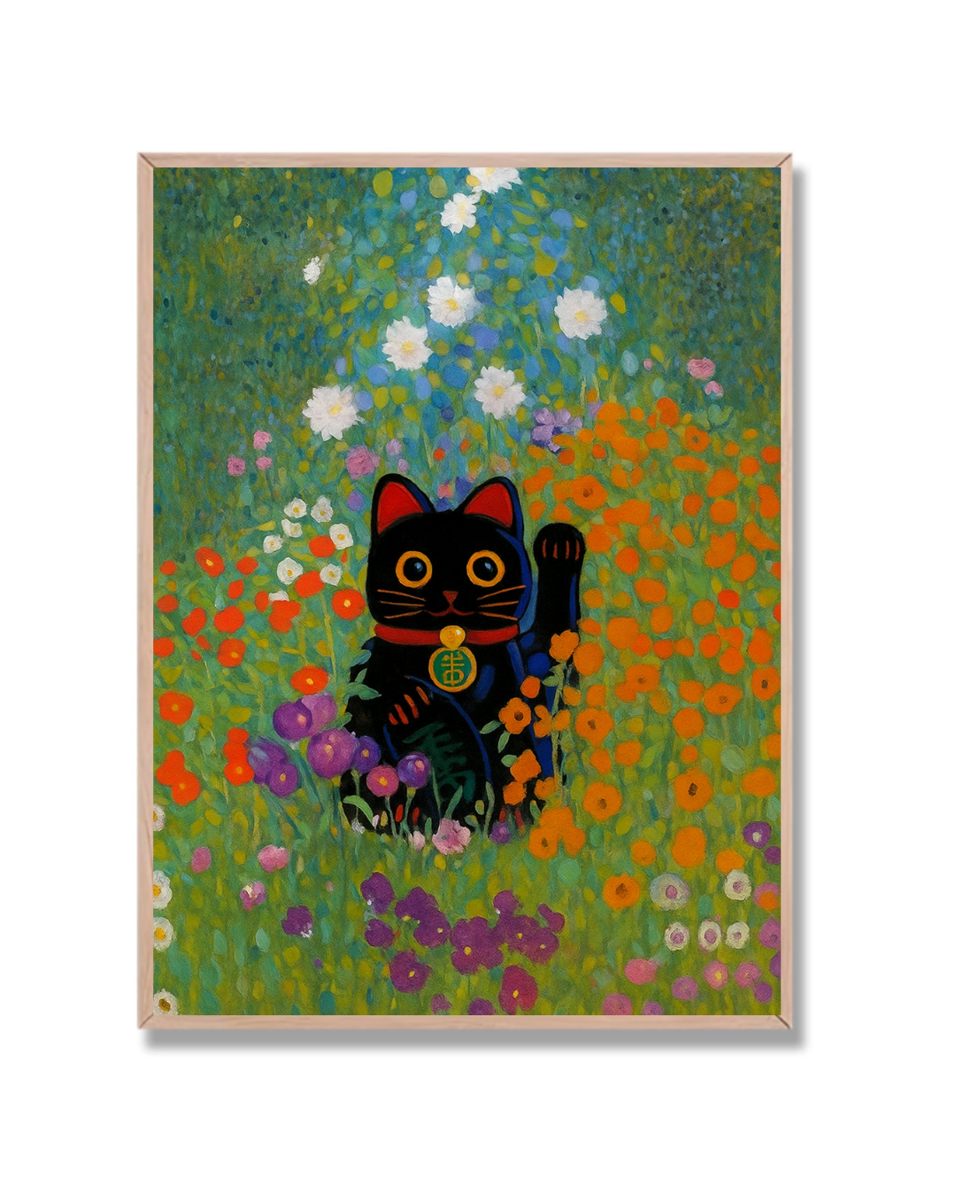 Gato de la suerte floral