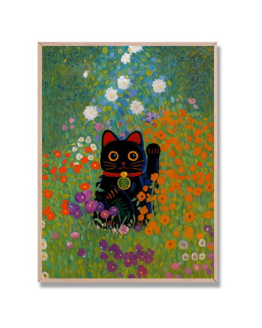 Gato de la suerte floral