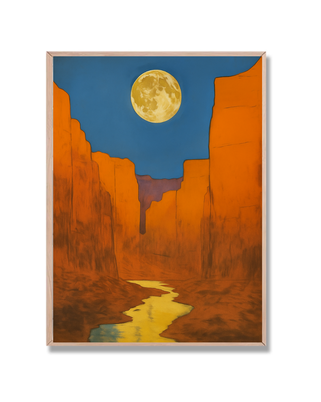 Montaña naranja con luna