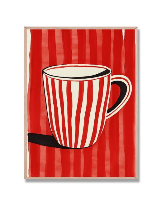 Taza a rayas rojas