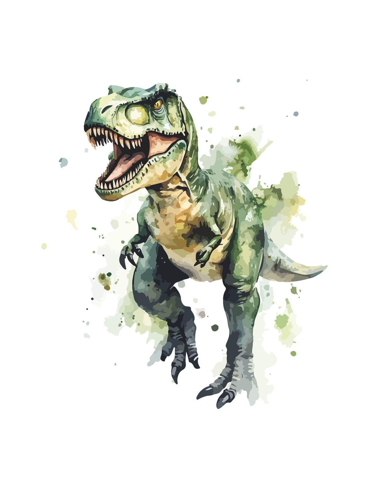Tiranosaurio Verde Acuarela