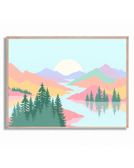 Montañas pastel minimalistas