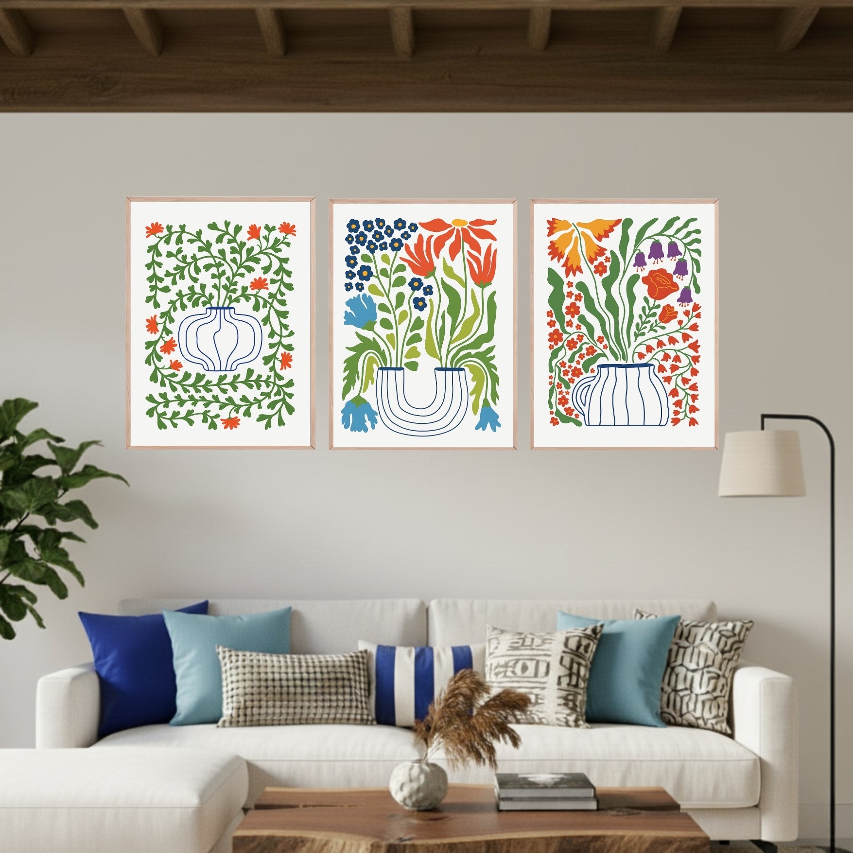 Set de 3 Flores en Jarrones