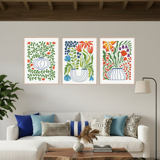 Set de 3 Flores en Jarrones