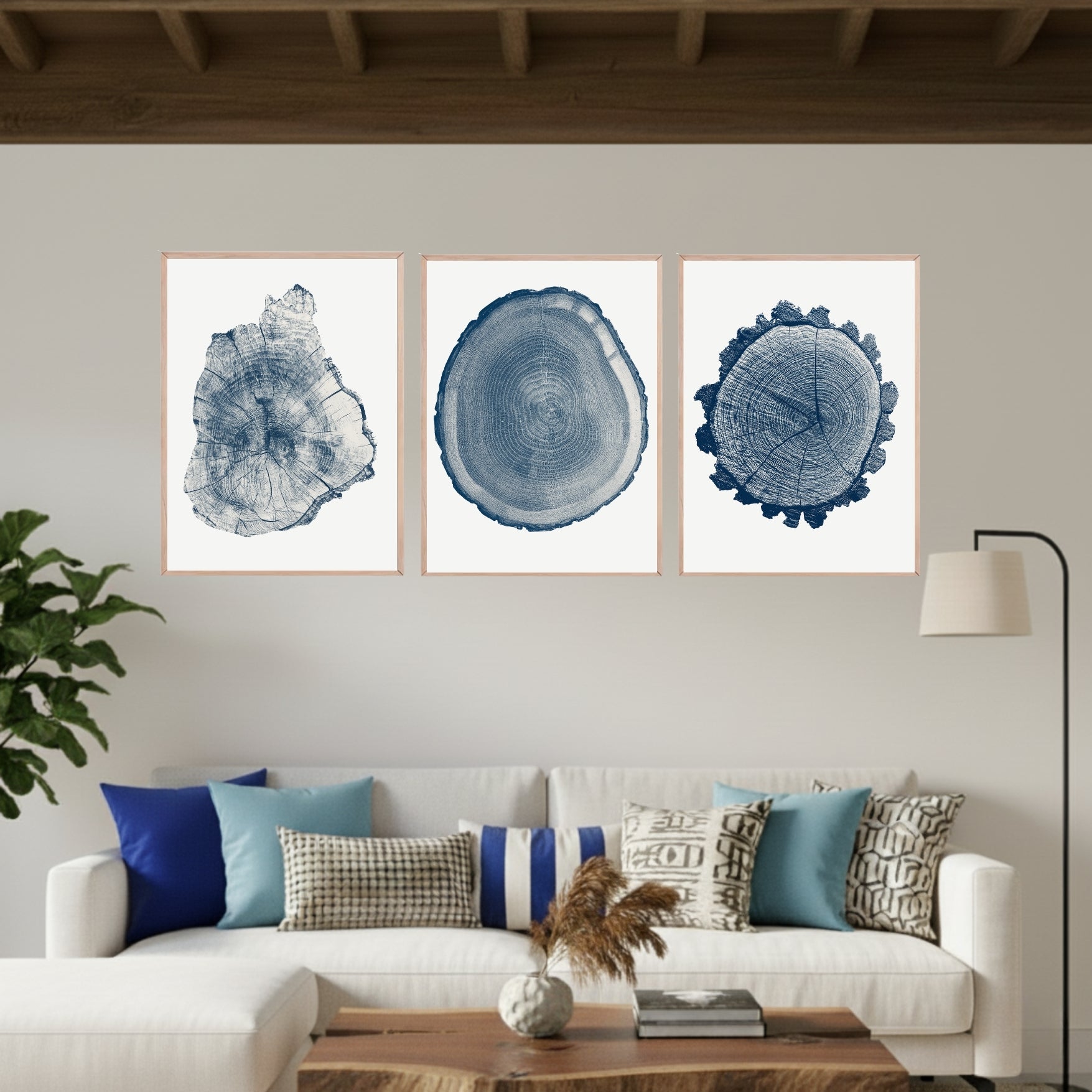 Set de 3 Anillos de Madera Azul