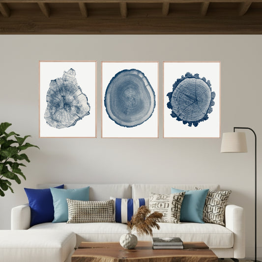 Set de 3 Anillos de Madera Azul