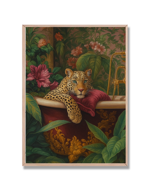 Leopardo en bañera