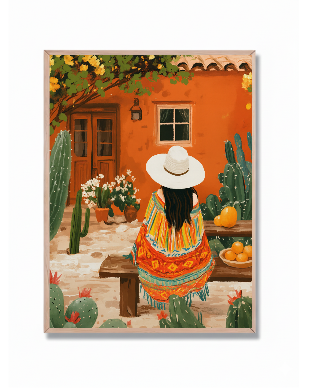 Mujer en Patio Mexicano