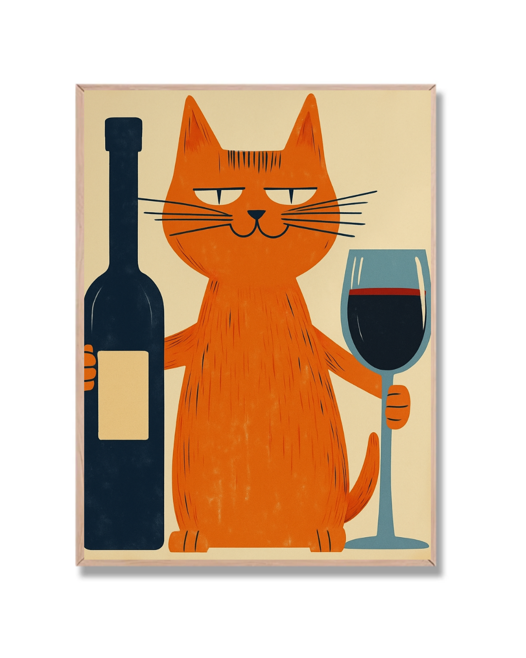 Vino con gato naranja