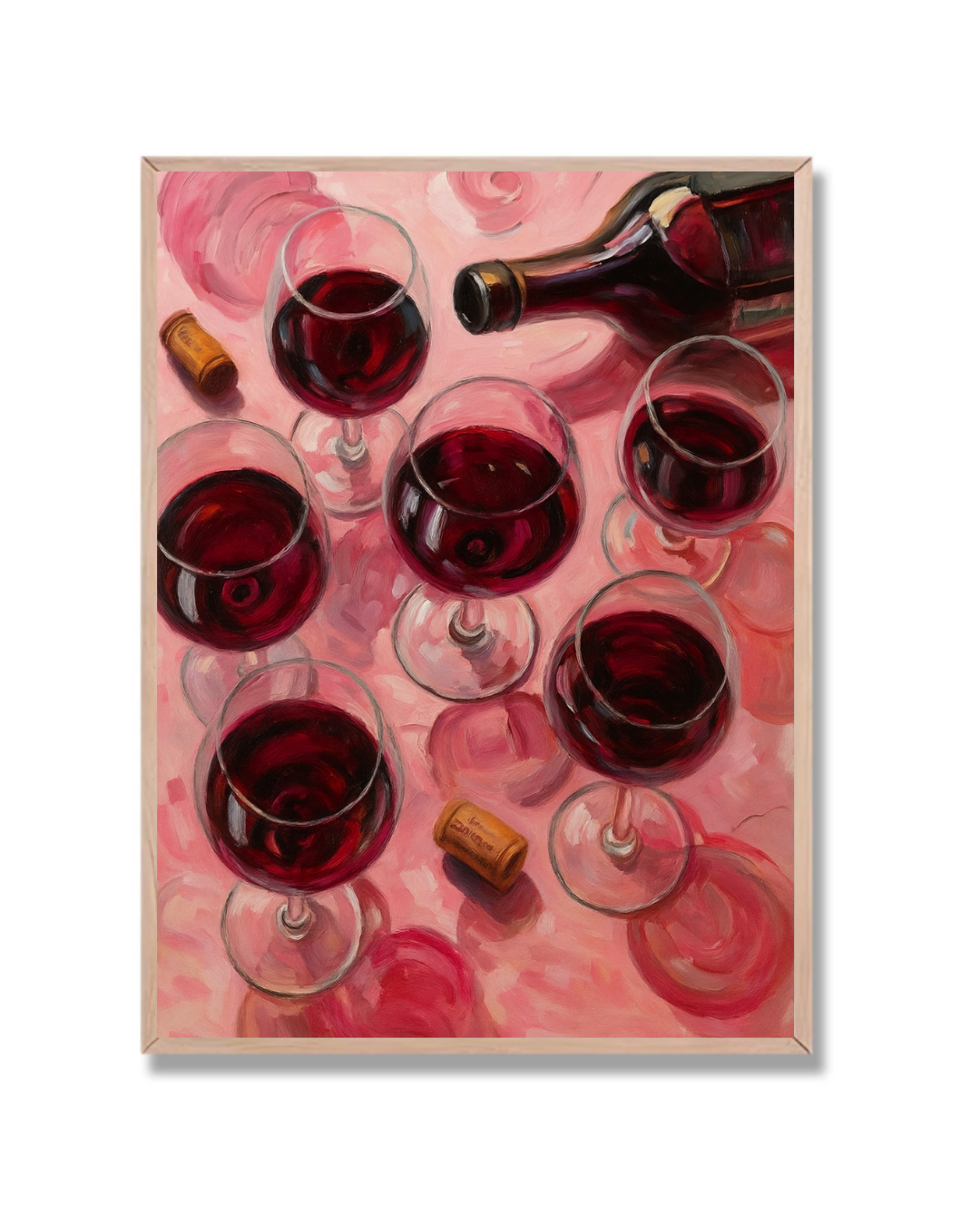 Mesa con copas y botella de vino