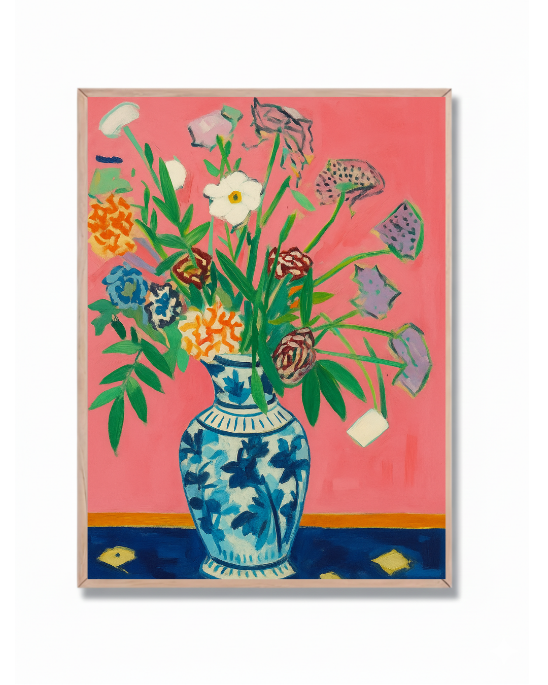 Florero con fondo rosa