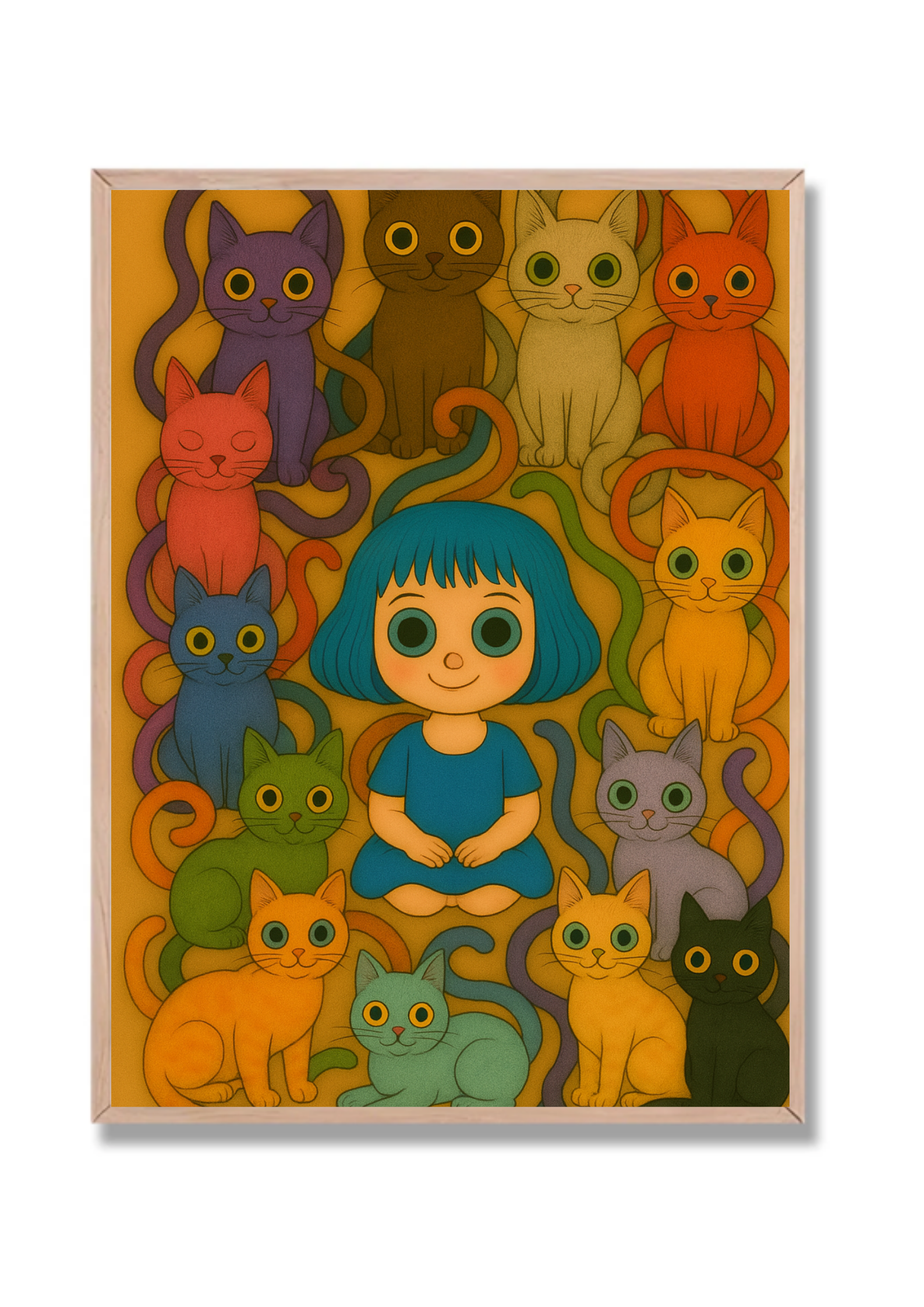 Niña y gatos