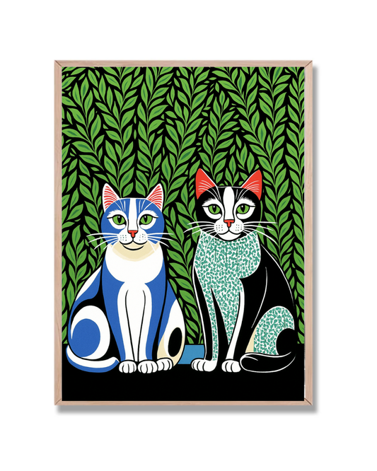 Gatos entre hojas