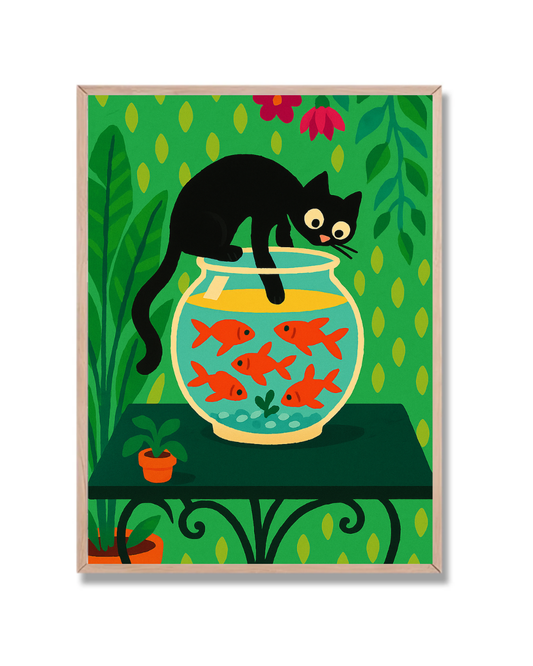 Gato y pecera