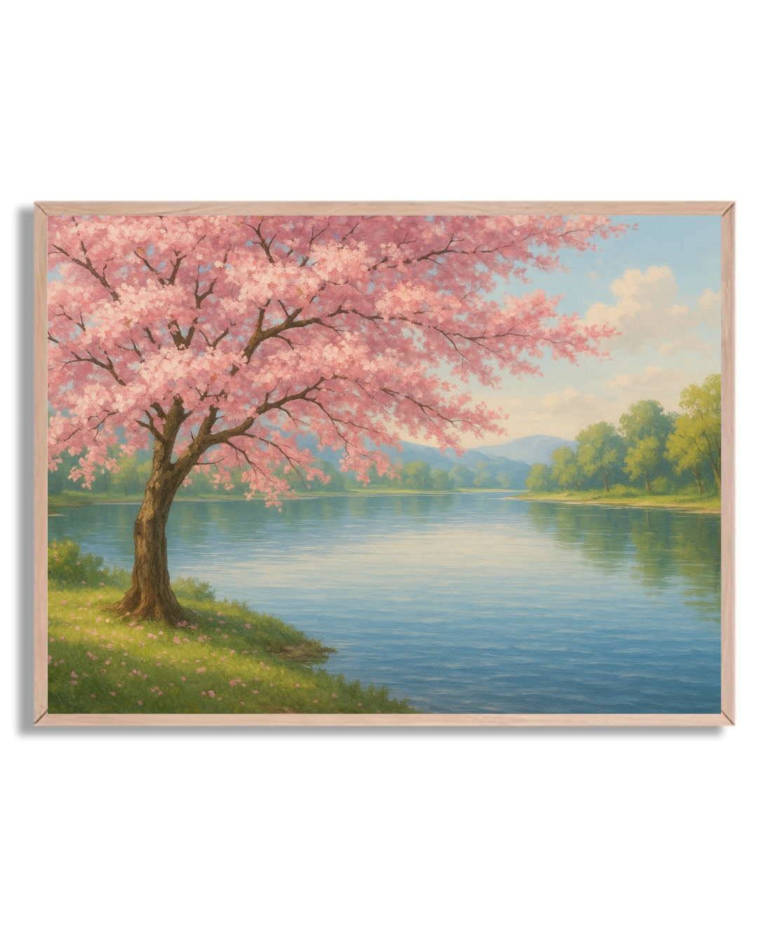 Árbol de cerezo junto al lago