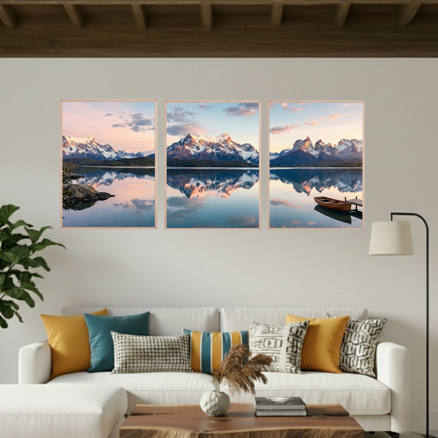 Set de 3 Montaña Lago Reflejo