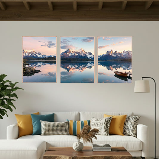 Set de 3 Montaña Lago Reflejo