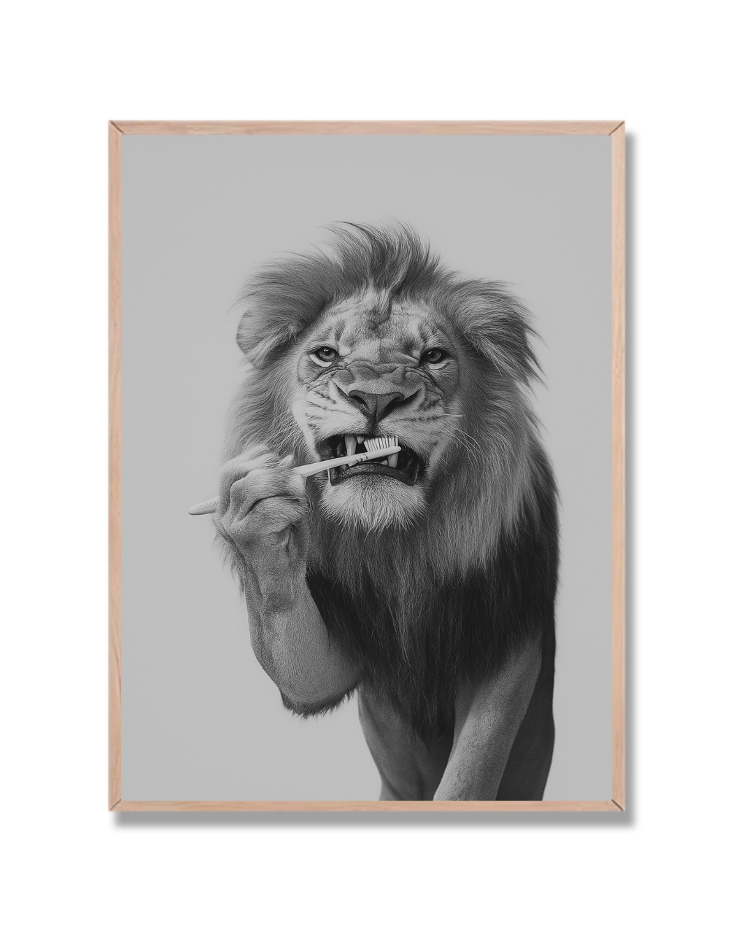 León cepillándose los dientes