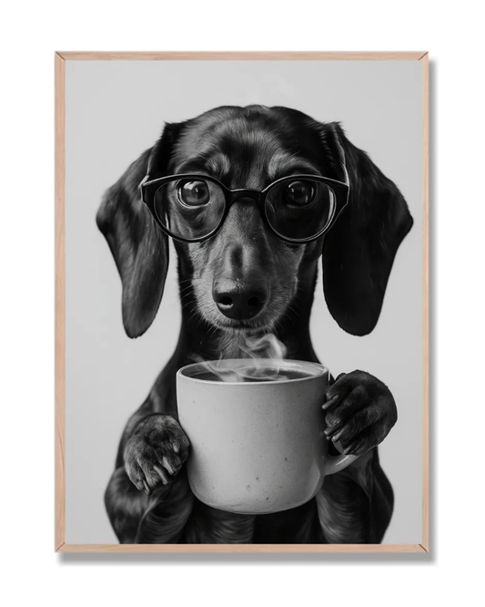 Perro con café