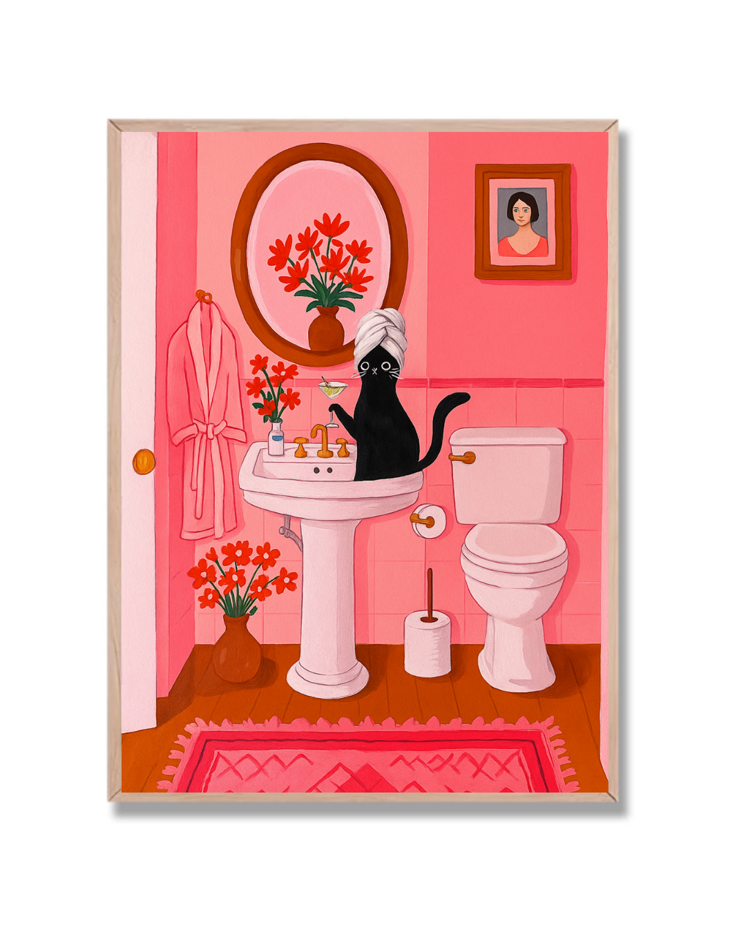 Pink bathroom Cat