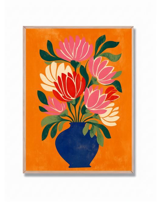 Jarrón Azul y Flores