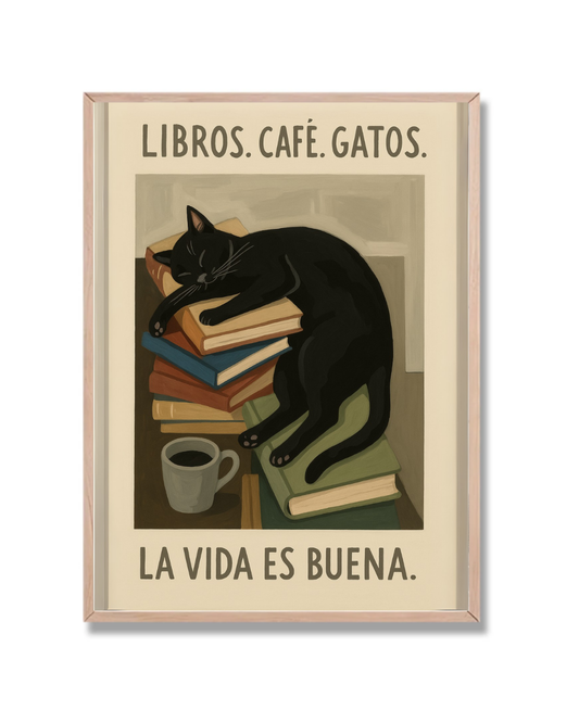 Libros. Café. Gatos