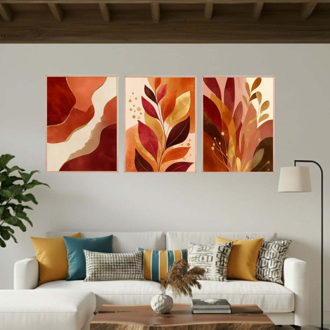 Set de 3 Hojas Terracota