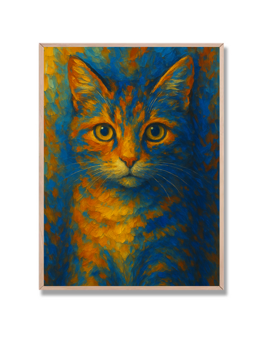 Gato azul y naranja