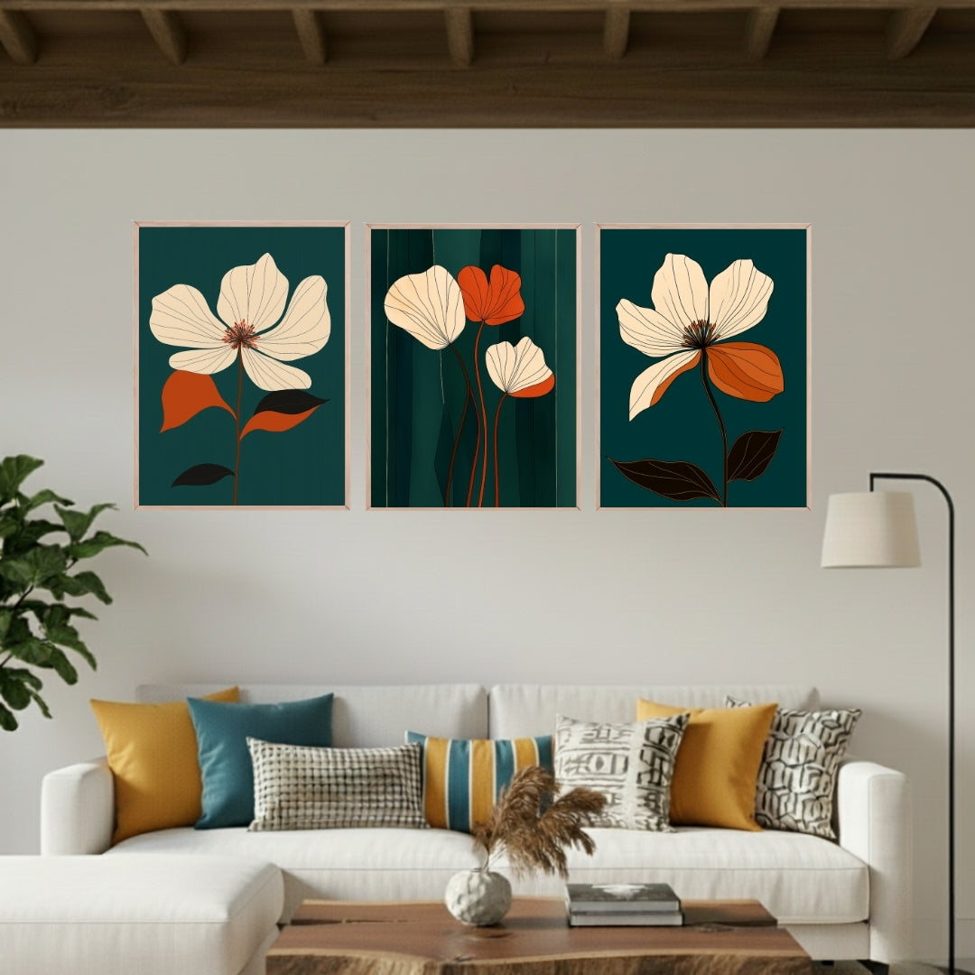 Set de 3 Floral Contemporáneo