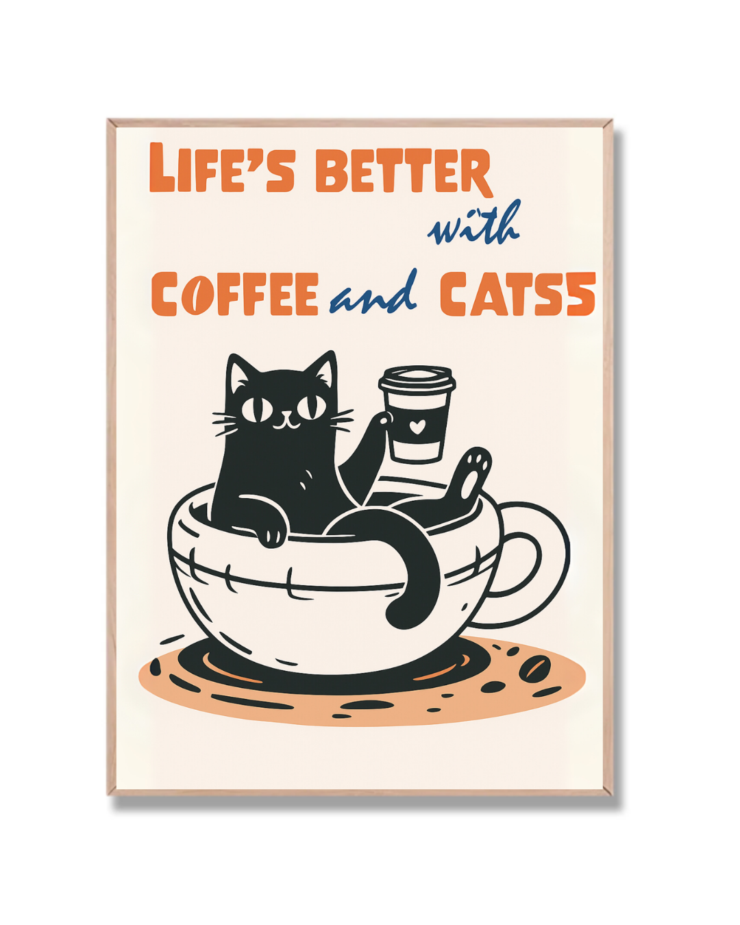 Vida mejor con café y gatos