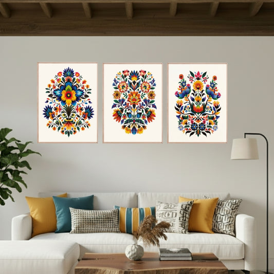 Set de 3 Flores Folk