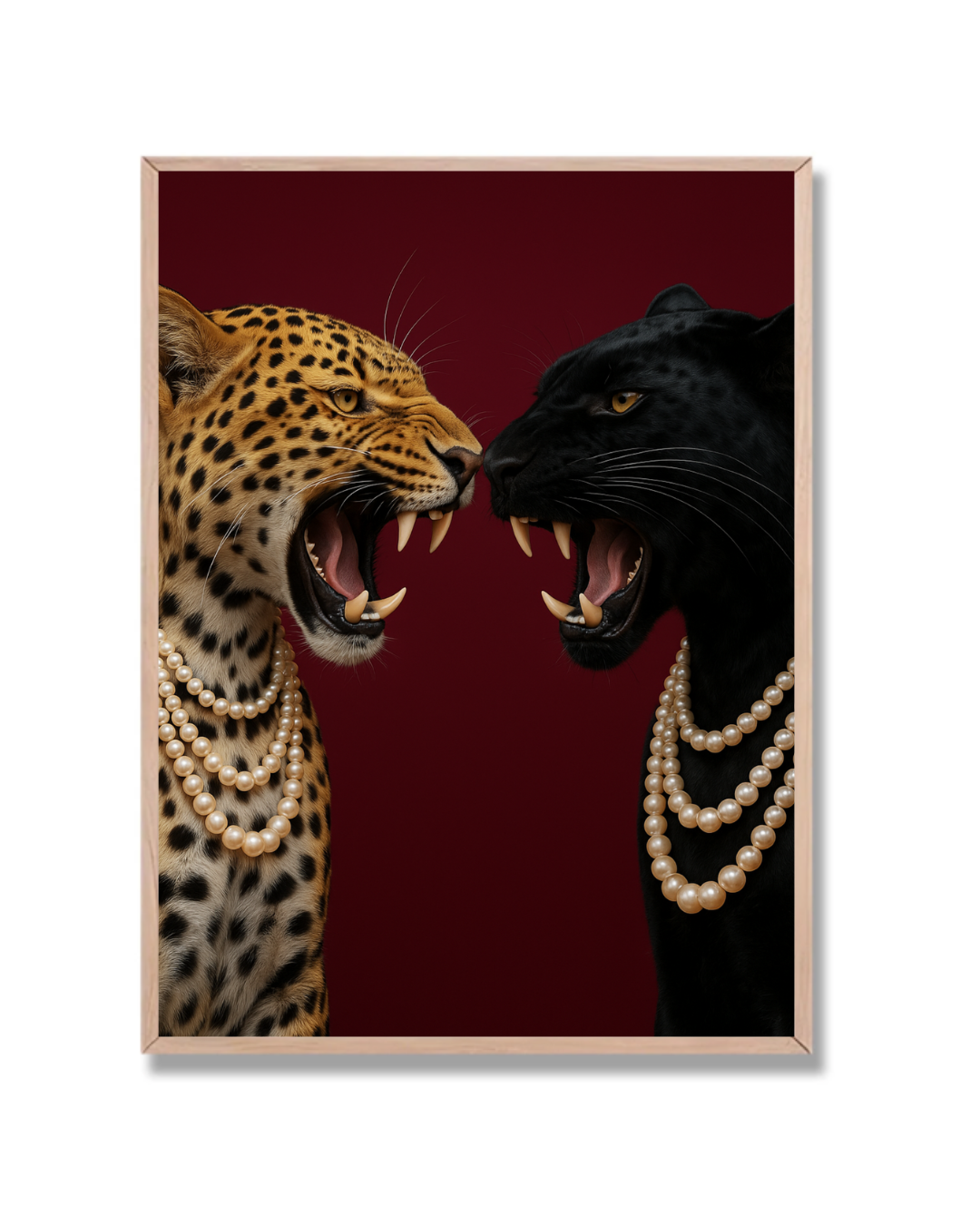 Leopardo y pantera con perlas