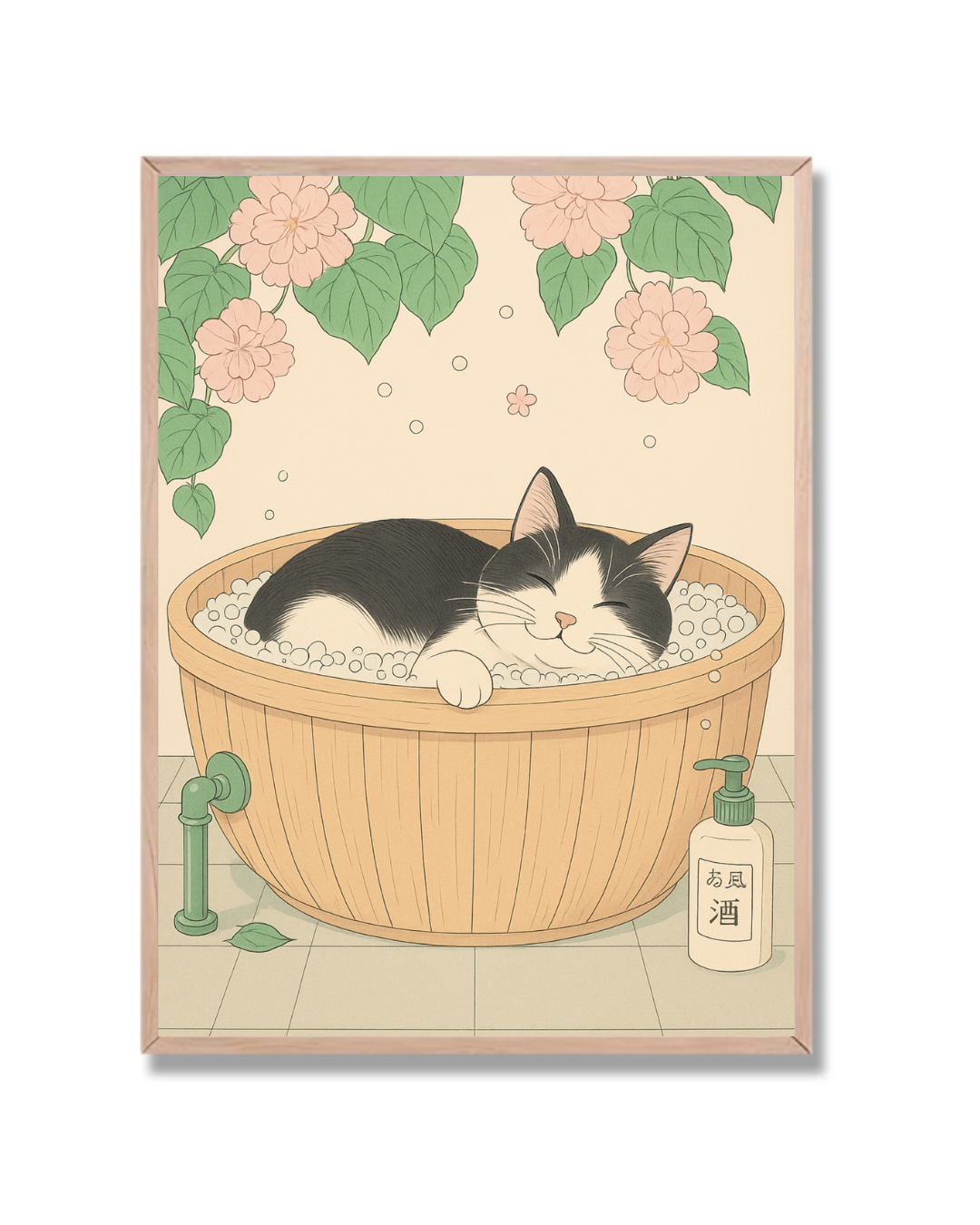 Gato en baño japonés