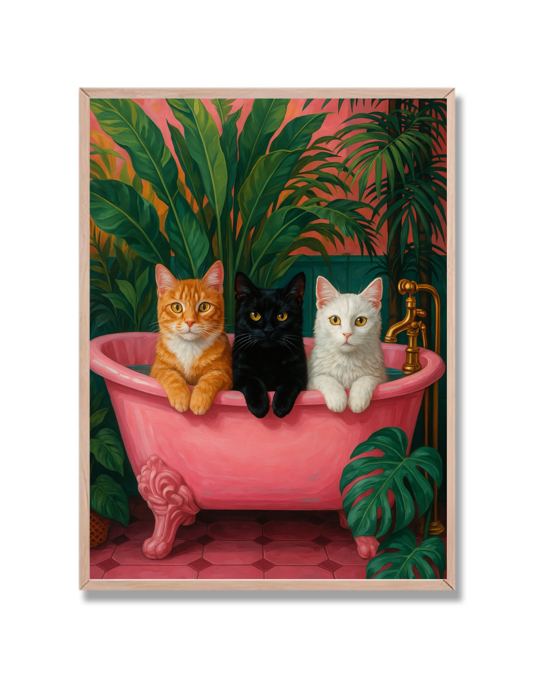 3 gatos en la bañera