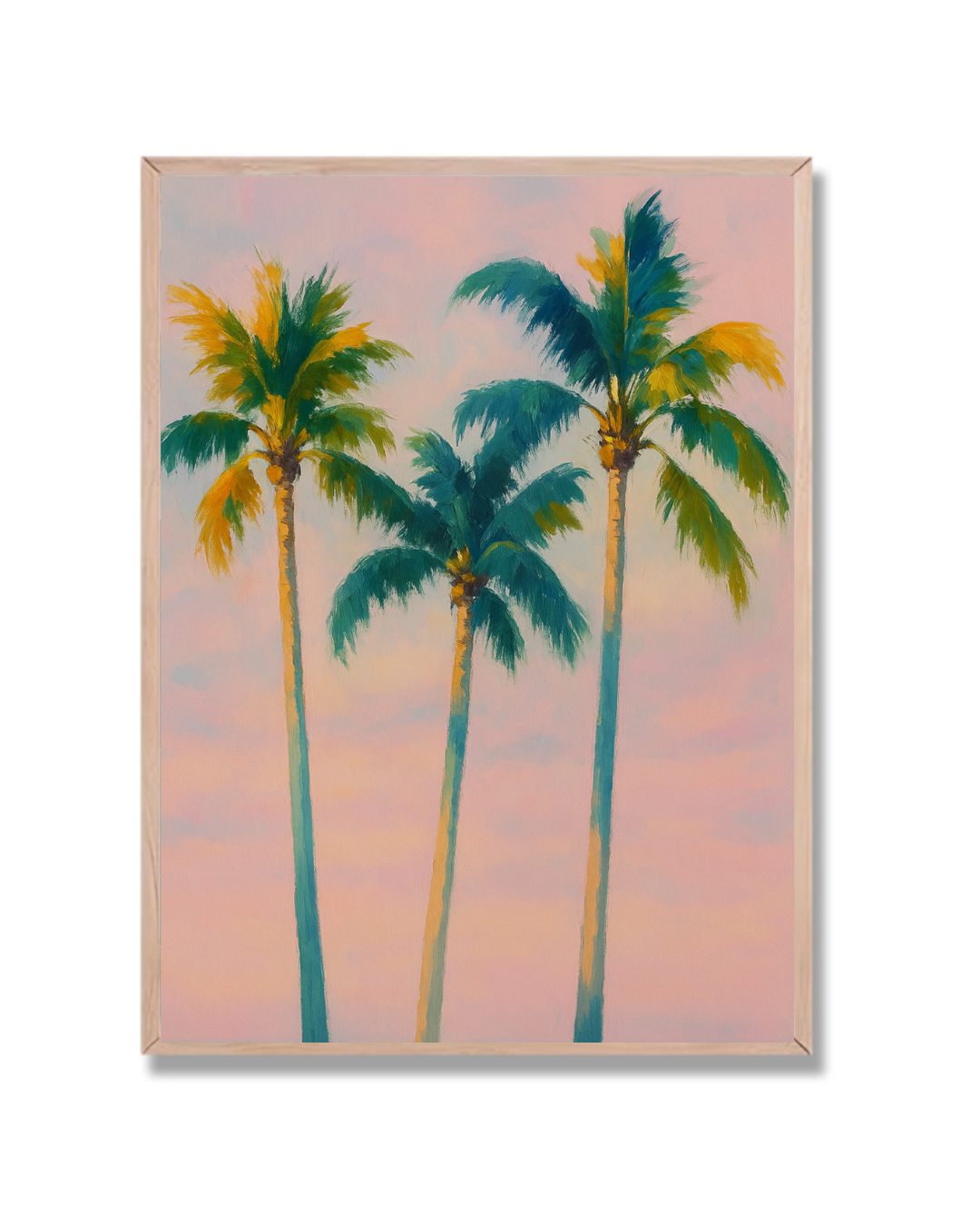 Palmeras sobre cielo rosa