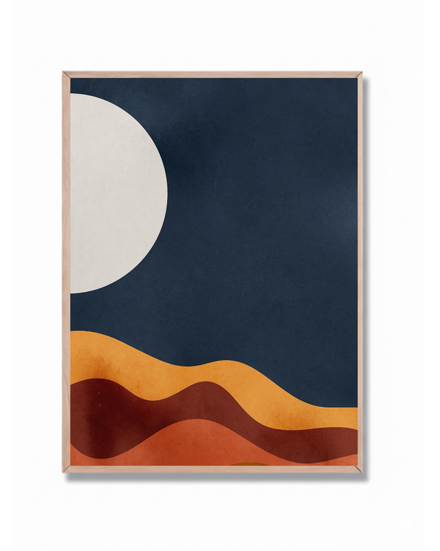 Mitad Luna en Azul Abstracto