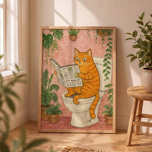 Gato Naranja en baño