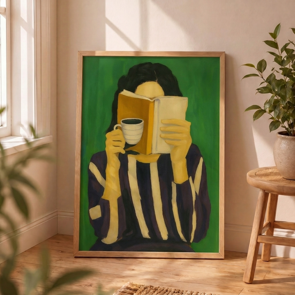 Mujer, Libro y Café