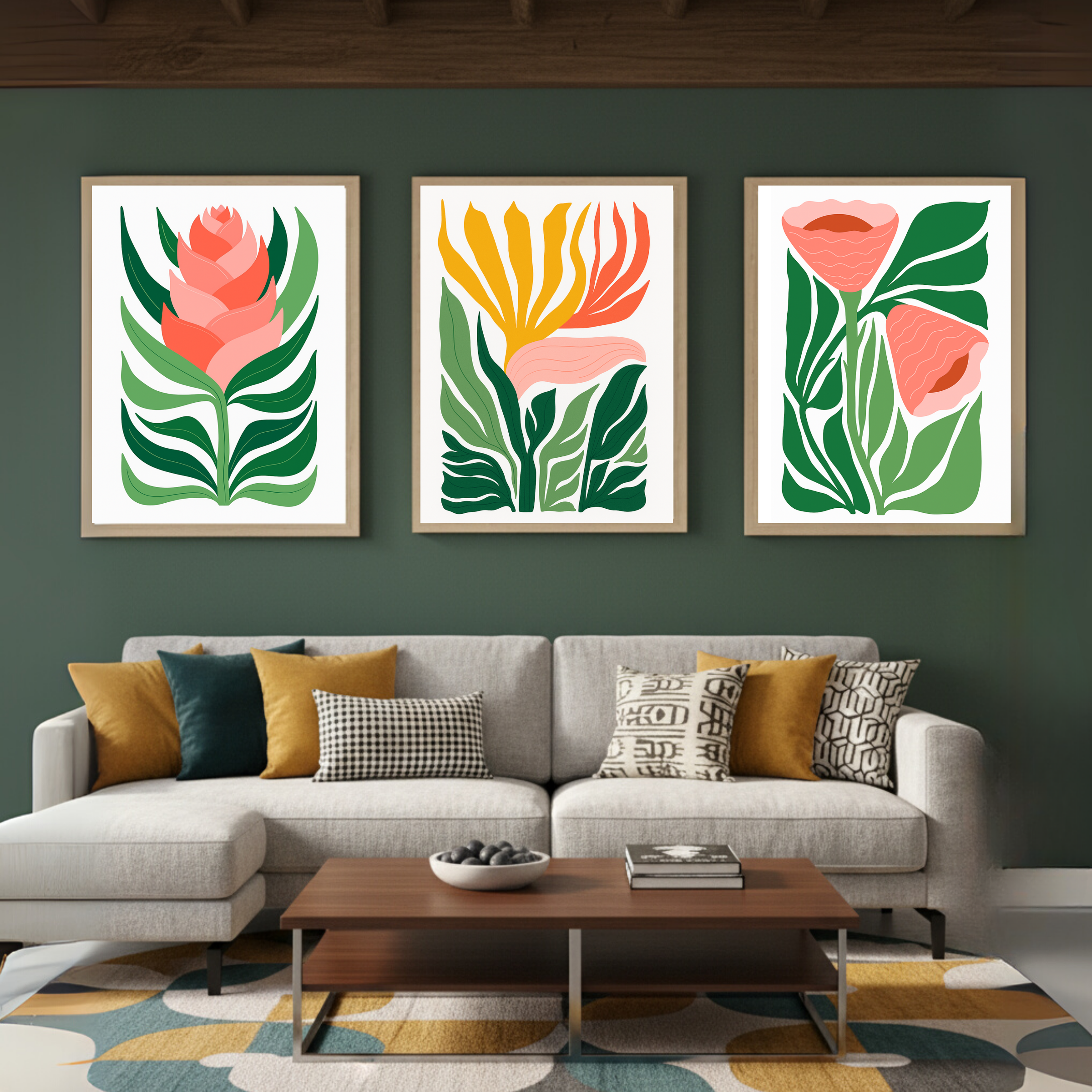 Set de 3 Flores tropicales minimalistas