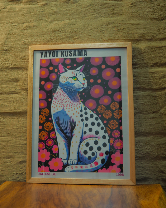 Yayoi Kusama #27 - 40x30 cm - vidrio común - marco natural