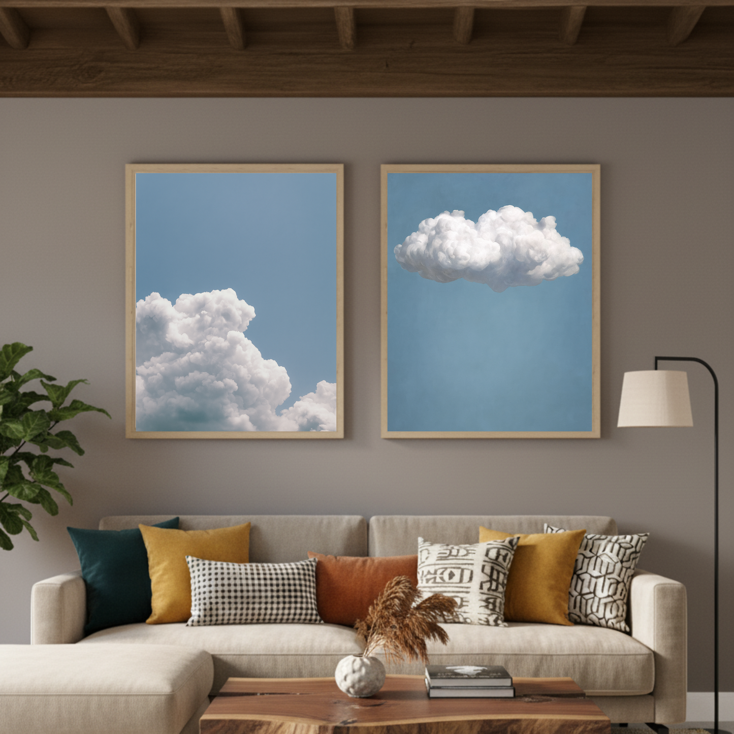 Set de 2 Nubes en Cielo Celeste Vintage