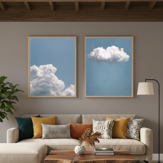 Set de 2 Nubes en Cielo Celeste Vintage