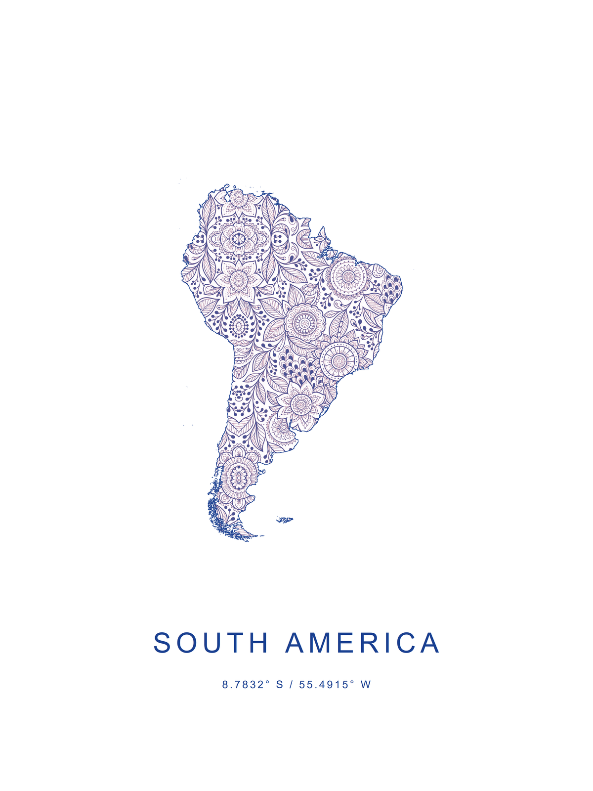 América del Sur 2 — mapa decorativo 3:4