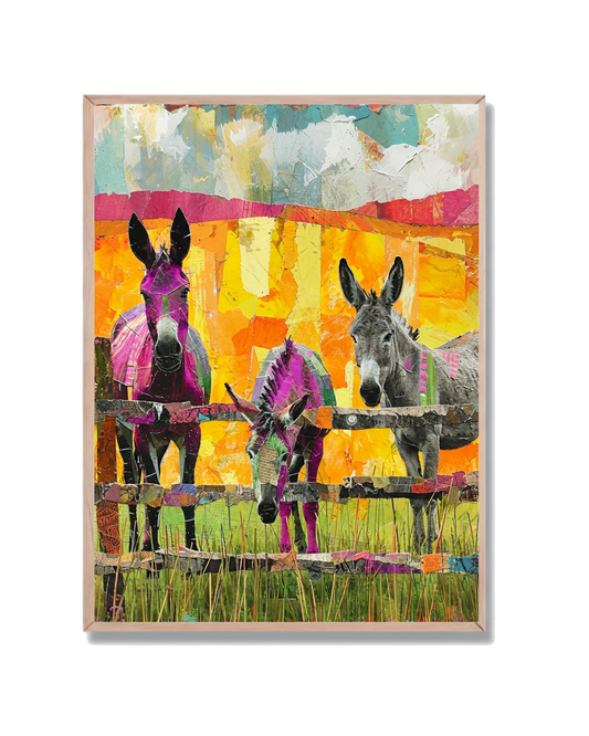 Burros Collage Vibrante