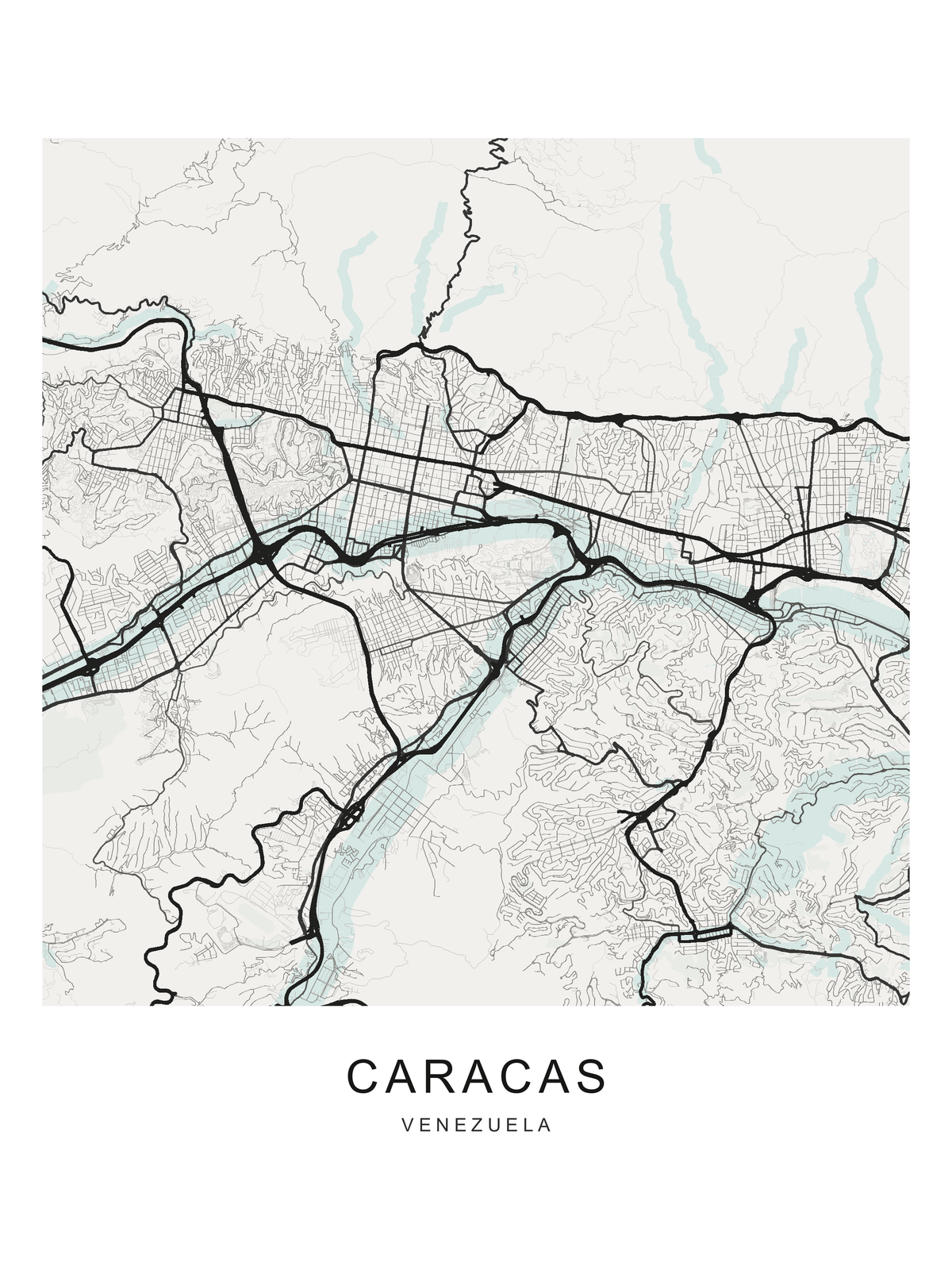 Caracas 1 — mapa urbano, margen equilibrado 3:4