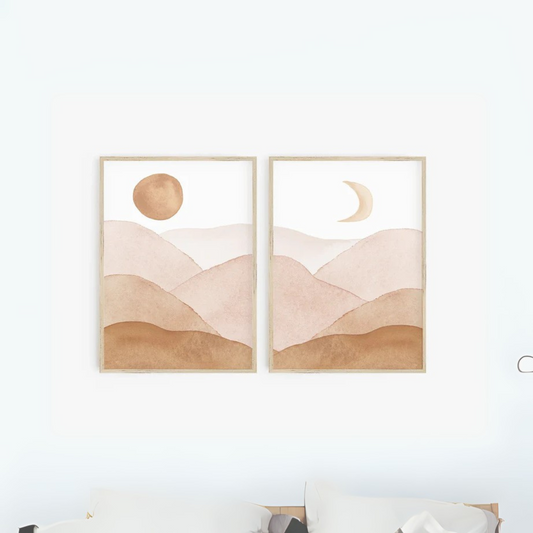 Set de 2 Sol y Luna Abstracto #2