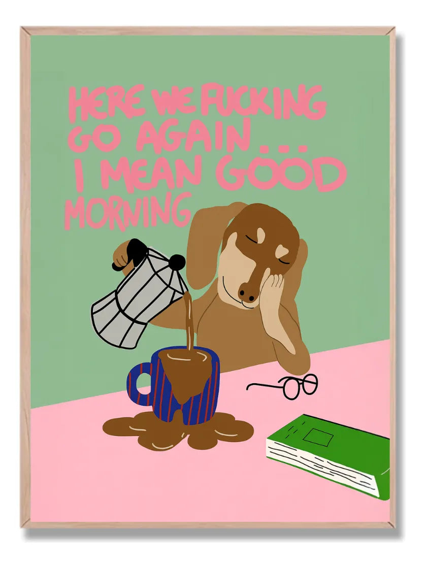 Perrito dormido con café